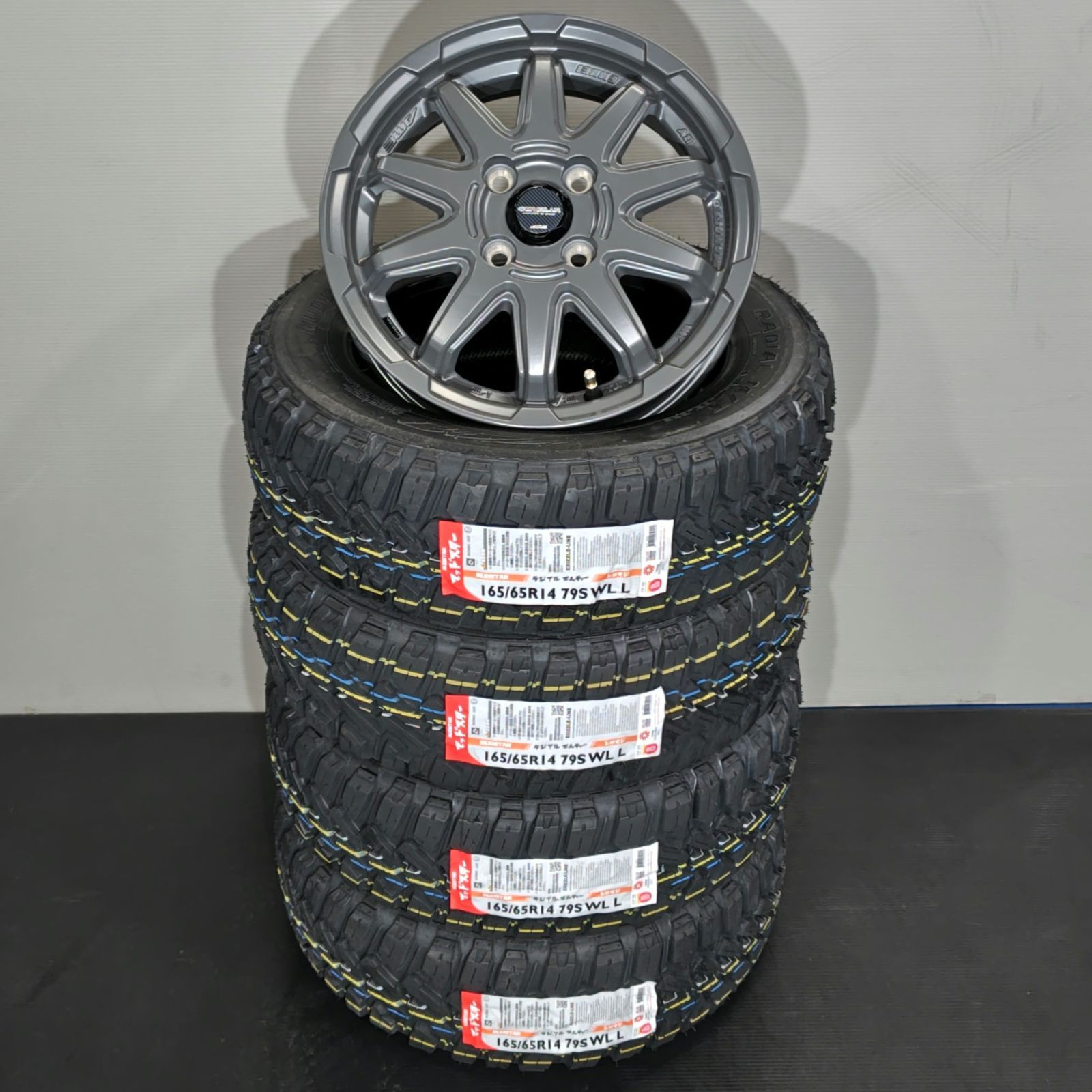 タイヤアルミセット 14インチ オフロード リフトアップ用 マットグレー