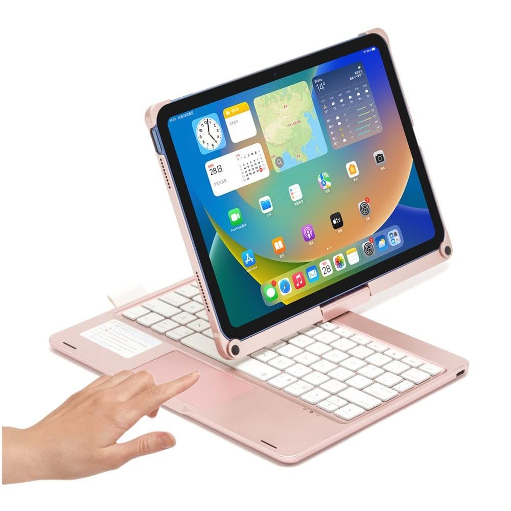 数量 360°回転 iPad 第10世代 キーボード タッチパッド搭載 バックライト付き iPad 10 2025 10.9インチ キーボードケース 一体型 カバー トラックパッド キーボード付き アイパッド10 キーボードケース iPad 第10世代