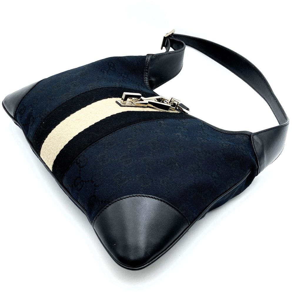 GUCCI グッチ 黒シェリーライン ジャッキー ハンドバッグ ワン
