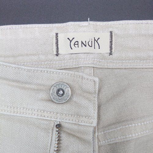 ◇ YANUK ヤヌーク ブーツカットデザイン 裾フリンジ コットン生地