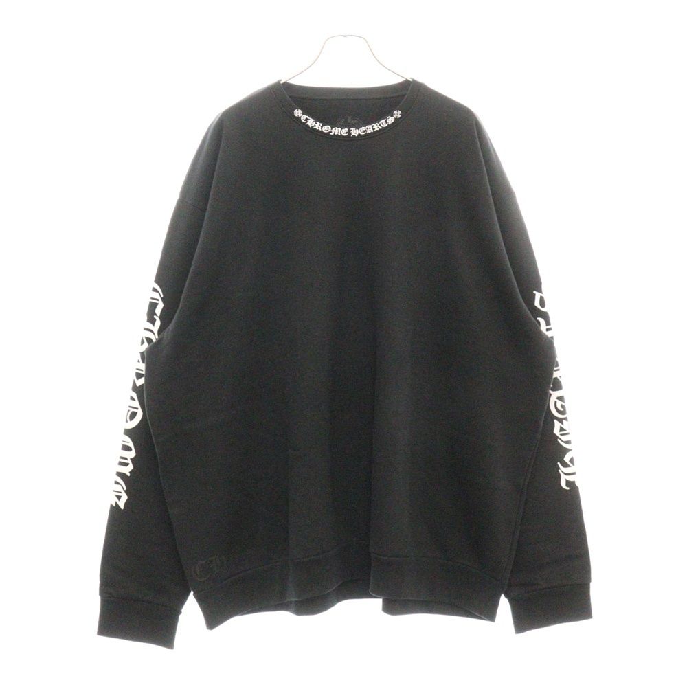 CHROME HEARTS (クロムハーツ) SWTSHRT PLVR ネックロゴプリントスウェットトレーナー ブラック