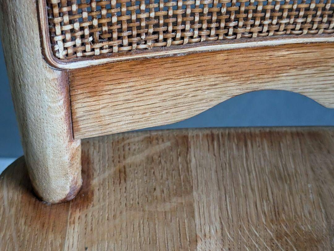 ナラ材　楢材　剥離家具　ストリップド家具　柏木工　アームチェア　ラタン　NZ ナラ材楢材剥離家具ストリップド家具柏木工アームチェアラタンNZ