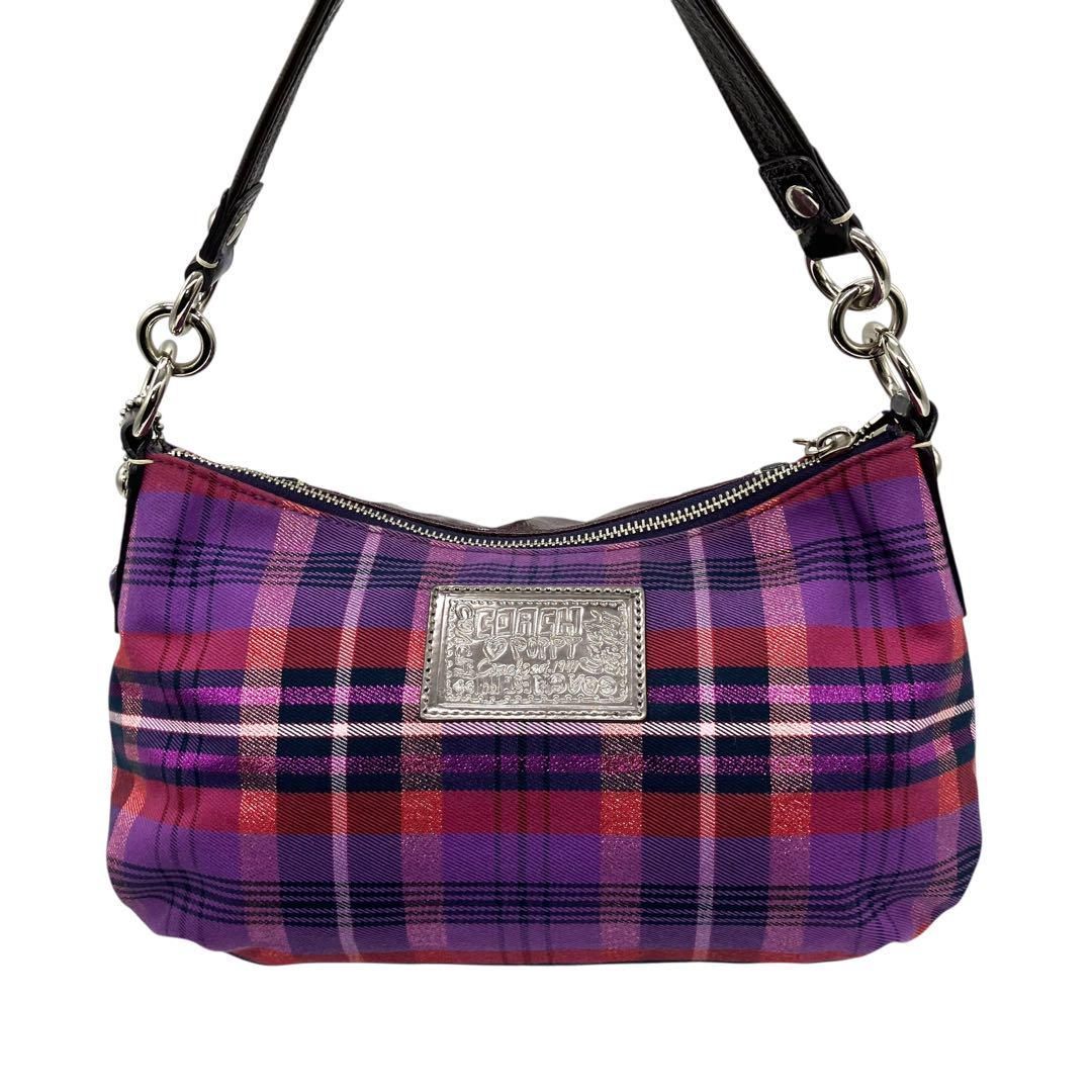 未使用 Coach Poppy Check Shoulder Bag 2way