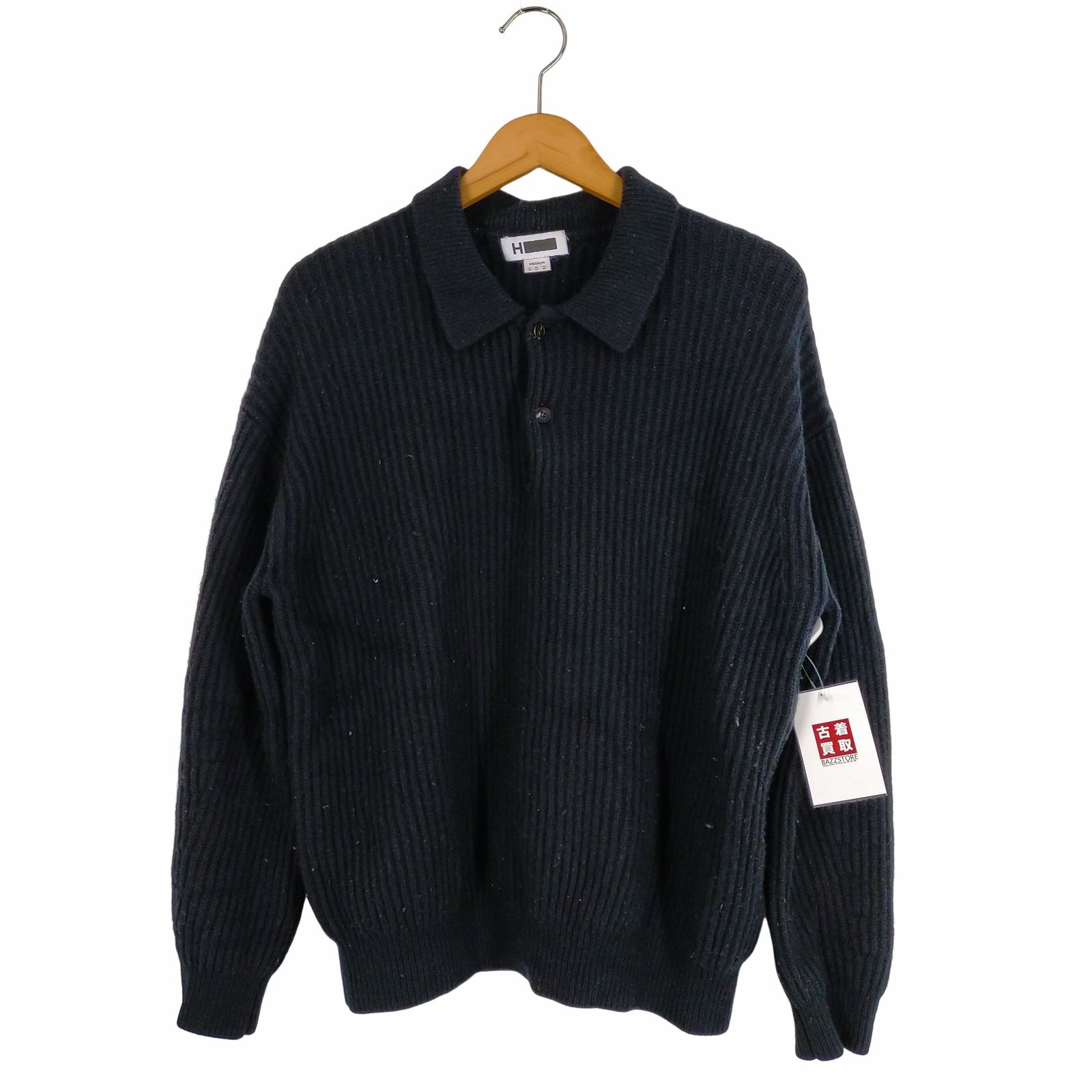 H＞beauty&youth ウールカシミヤ リブ2B ニットポロシャツ エイチ