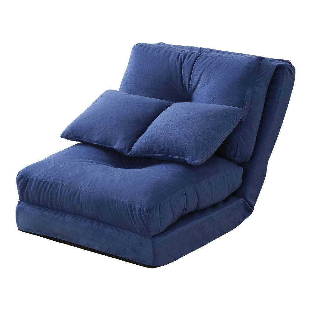 特別価格　リクライニング ブルー クッション付 fluffy【フラフィ】60 ふんわり ソファベッド ふわふわ 3WAY 国産 PF-019-60 日本製 幅60cm アーバン通商