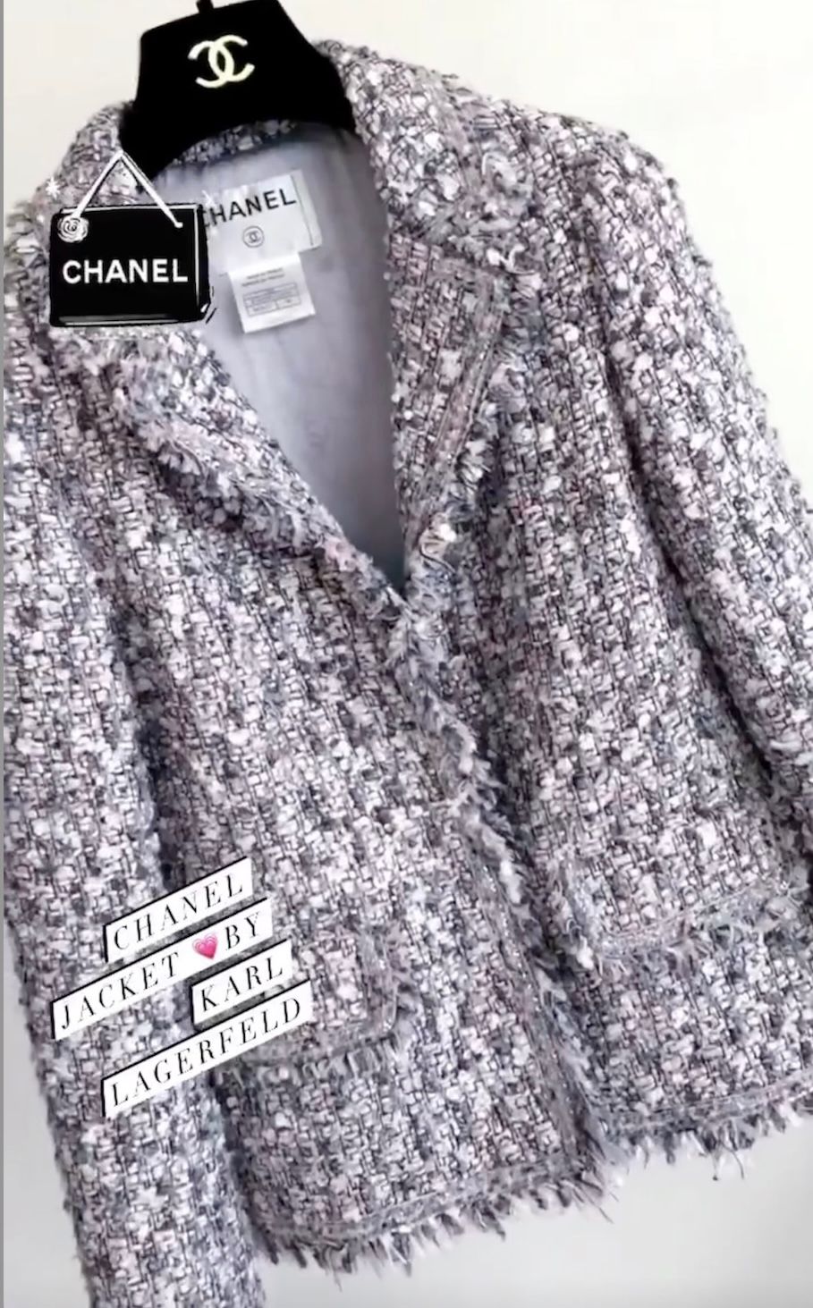 シャネル ジャケット スーツ CHANEL グレー ピンク ラベンダー マルチ  
