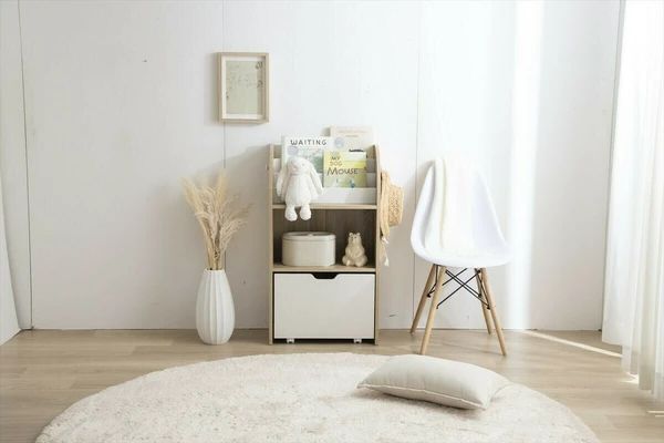 幅50cm おもちゃ収納付き スリム 絵本棚 ラック 北欧風 韓国風 インテリア 家具 シンプル ナチュラル MARWIL-DEMENAGEMENTS_CH