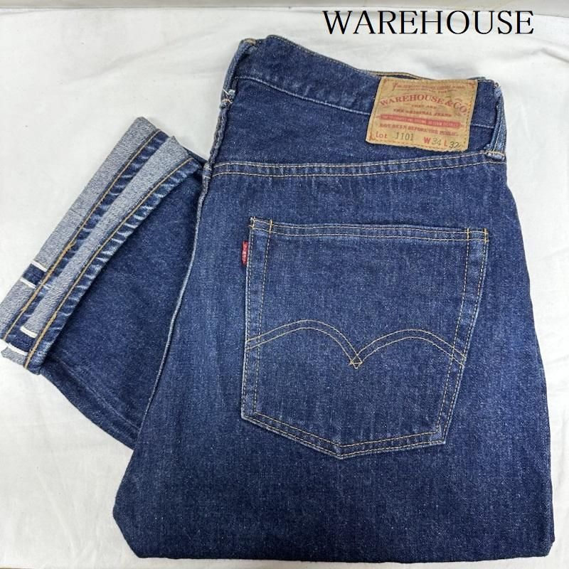 WAREHOUSE ウエアハウス パンツ デニム、ジーンズ 1101 ボタンフライ セルビッチ デニム パンツ 濃紺