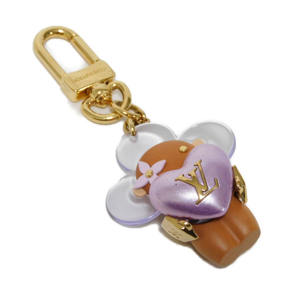 LOUIS VUITTON ルイ ヴィトン ヴィヴィエンヌ アムール ハート グリッター プレキシガラス クリア パープル バッグチャーム LVロゴ ウッド バイオレット キーホルダー M01546
