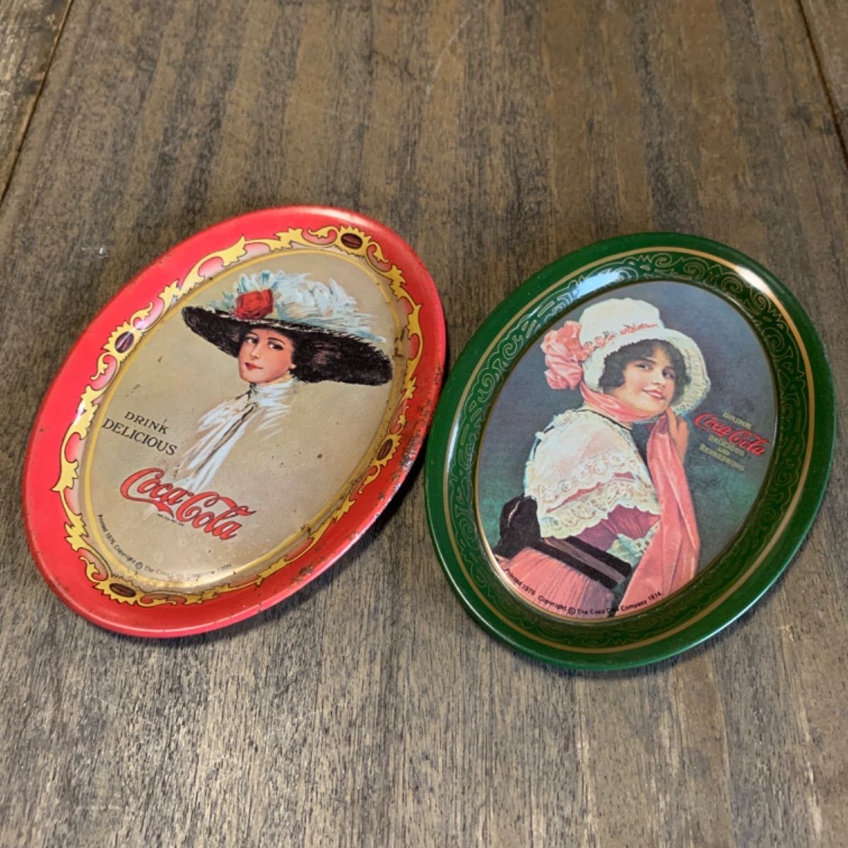 Printed 1976年 コカコーラ ホーロー プレート お皿 2枚 セット - メルカリ
