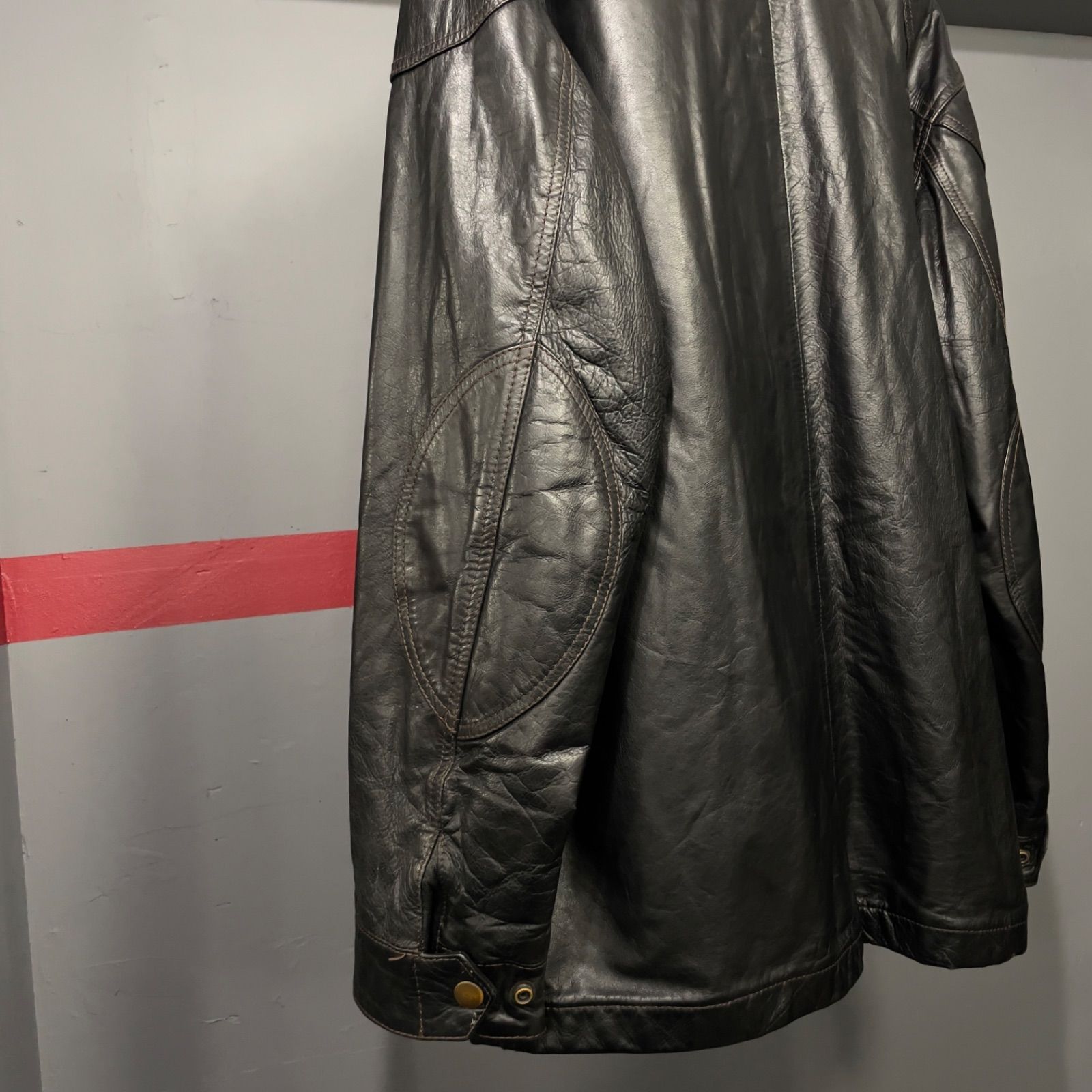 GENSI レザー モーターサイクル ジャケット 50 L-XL ブラック