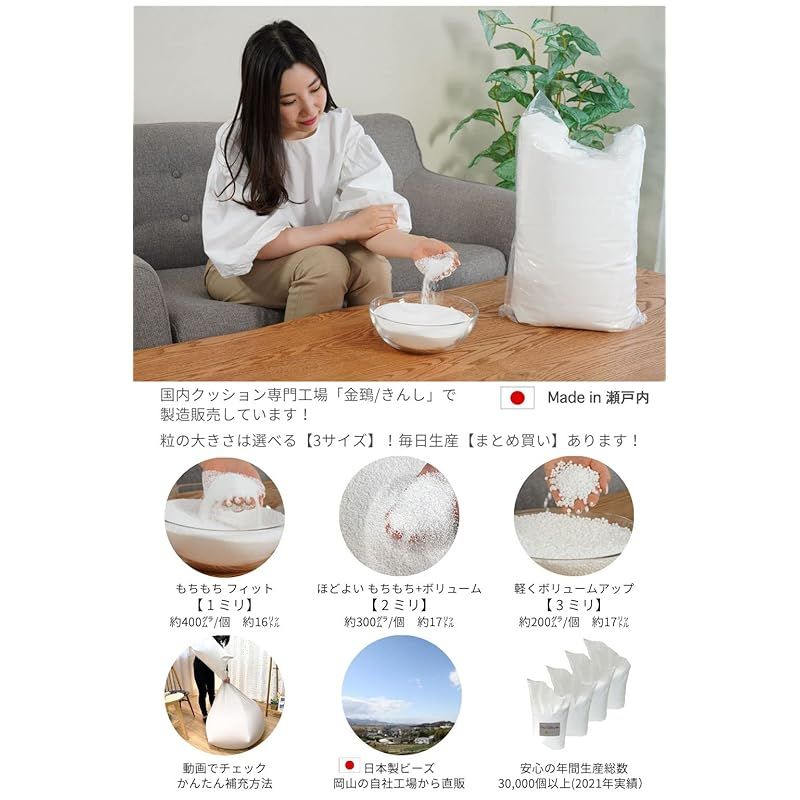 Out Style 補充用ビーズ クッション 日本製 (2ミリ 300g， 2個) 0