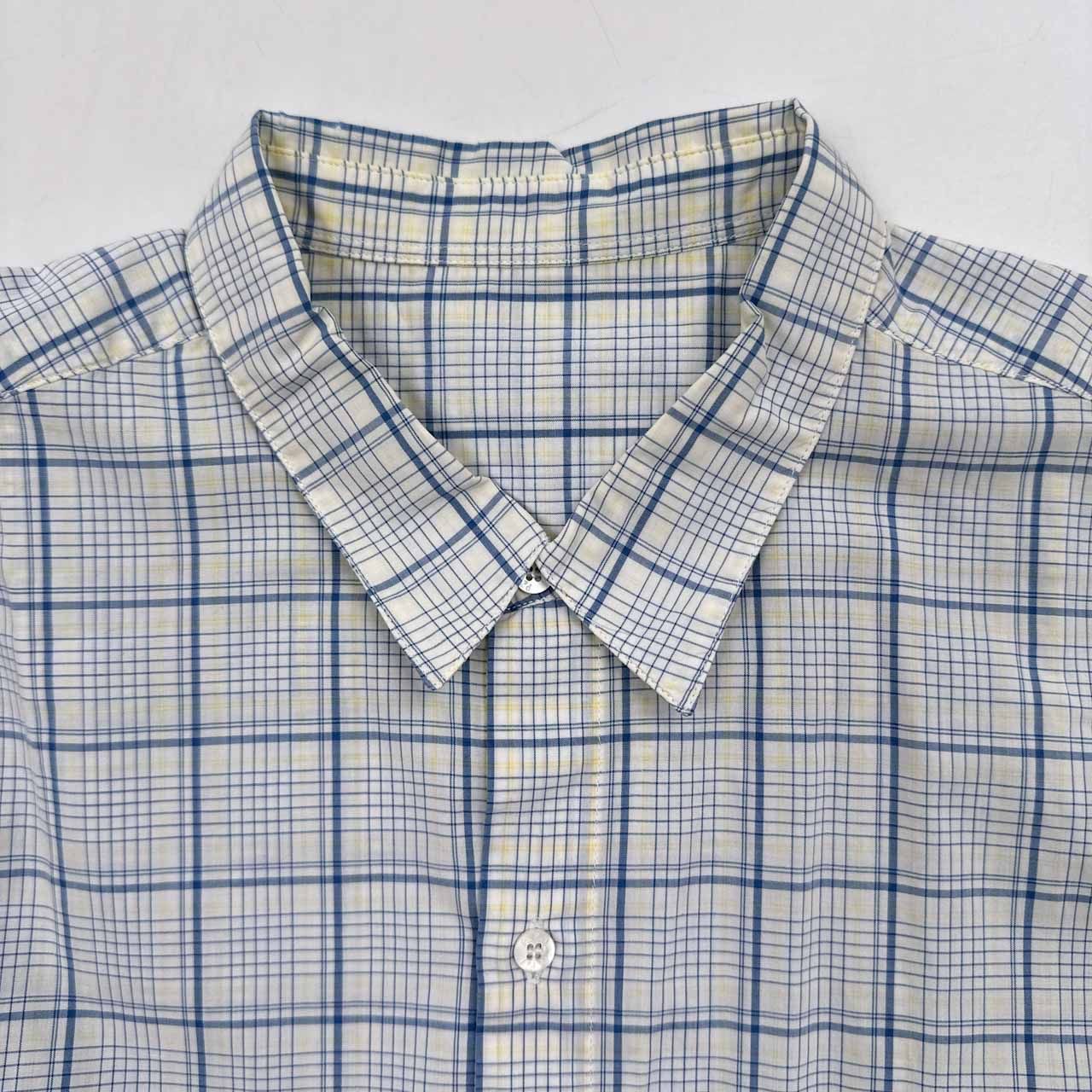 Papas パパス チェック柄 長袖 シャツ Mサイズ/ブルー×ホワイト