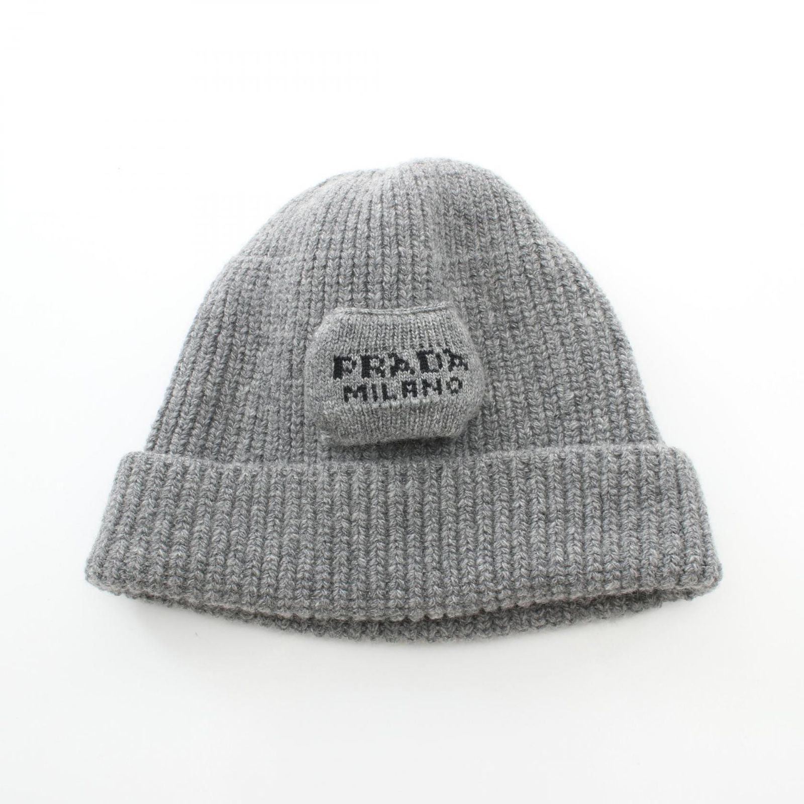 プラダ PRADA ニットキャップ UMD478 グレー ウール ニットキャップ 