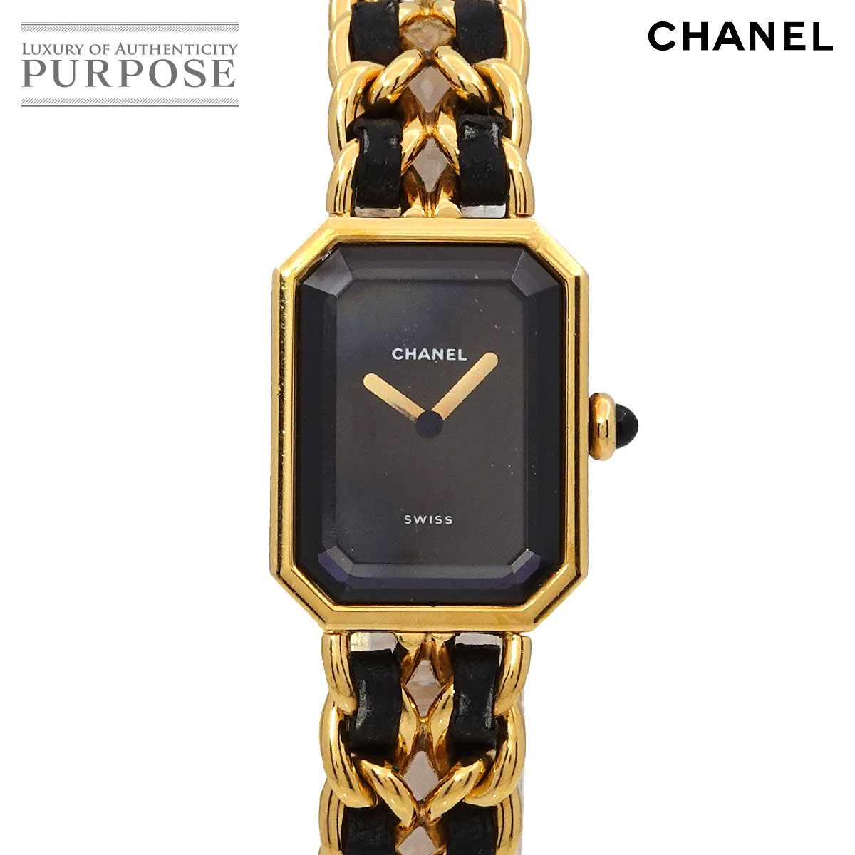 シャネル CHANEL プルミエール Lサイズ H0001 ヴィンテージ レディース 腕時計 ブラック ゴールド ウォッチ Premiere 90297165