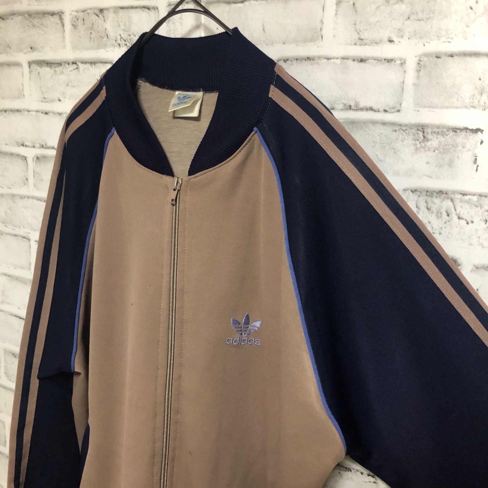 希少XLブラウン⭐️80s adidas トラックジャケット/ジャージ 刺繍トレ 