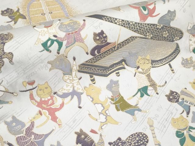 平和屋本店□極上 西陣 まいづる謹製 太鼓柄 京袋帯 Shall we dance