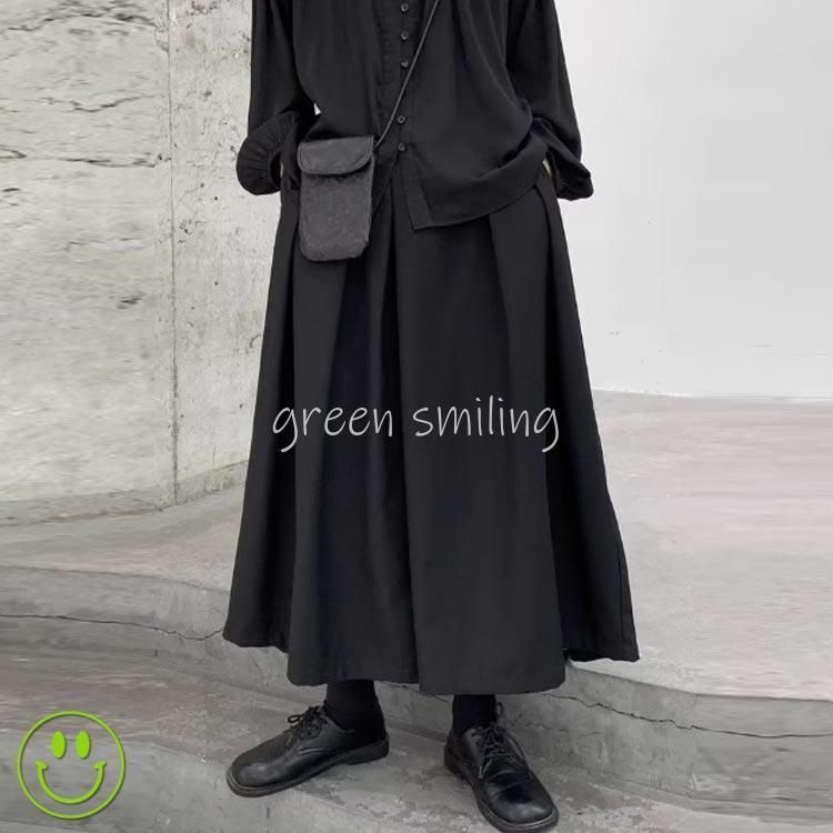 メンズ スカート風 黒 スカーチョ サルエルパンツ ワイドパンツ