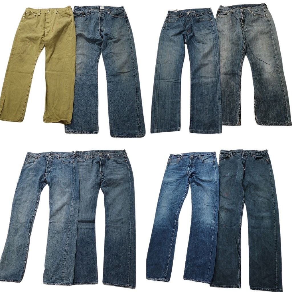 古着卸 まとめ売り リーバイス 501 インディゴ カラーデニム パンツ 8枚セット (メンズ 36 ) カジュアル系 ワーク系 MT7642
