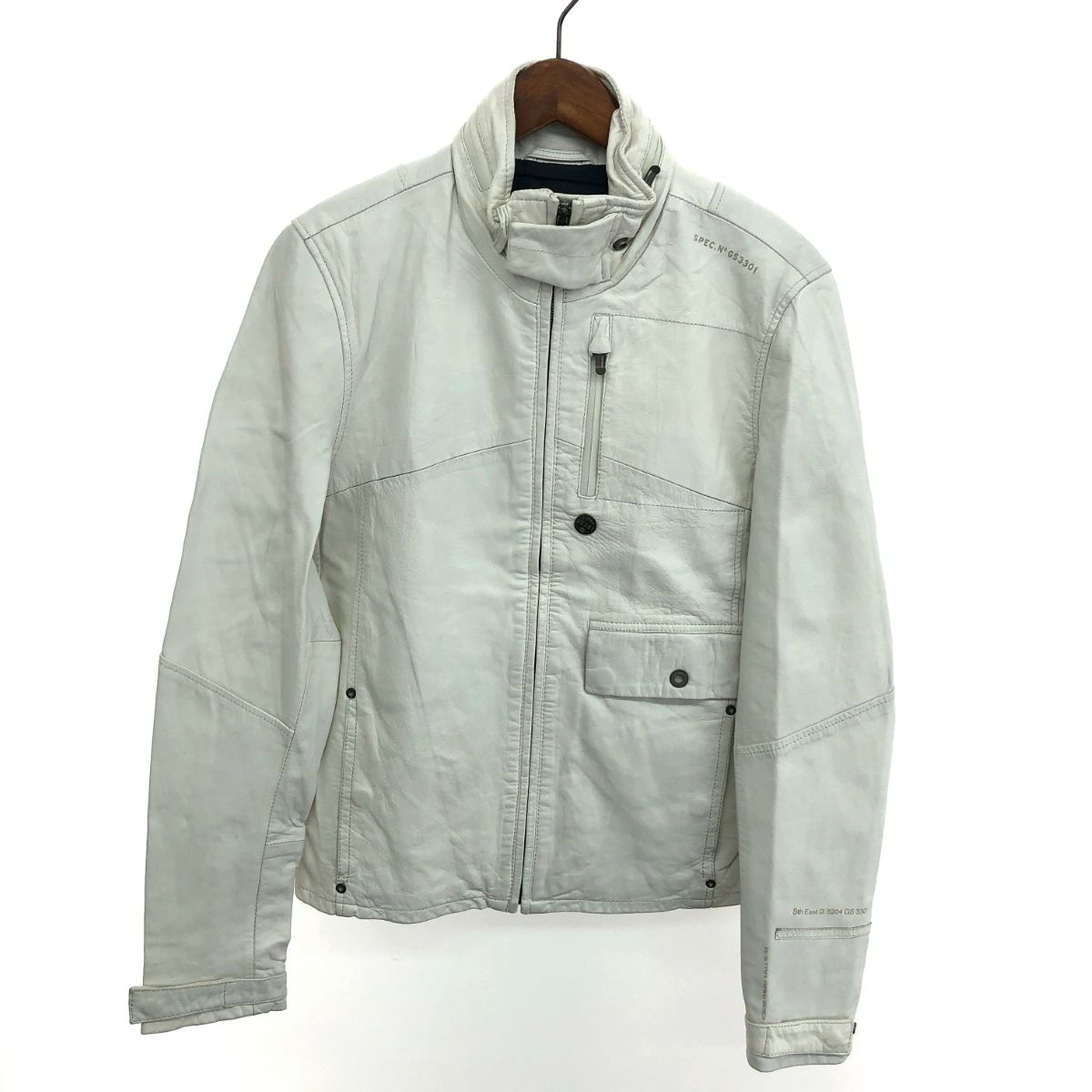 G-STAR RAW ジースターロウ レザー ジャケット S ホワイト メンズ 