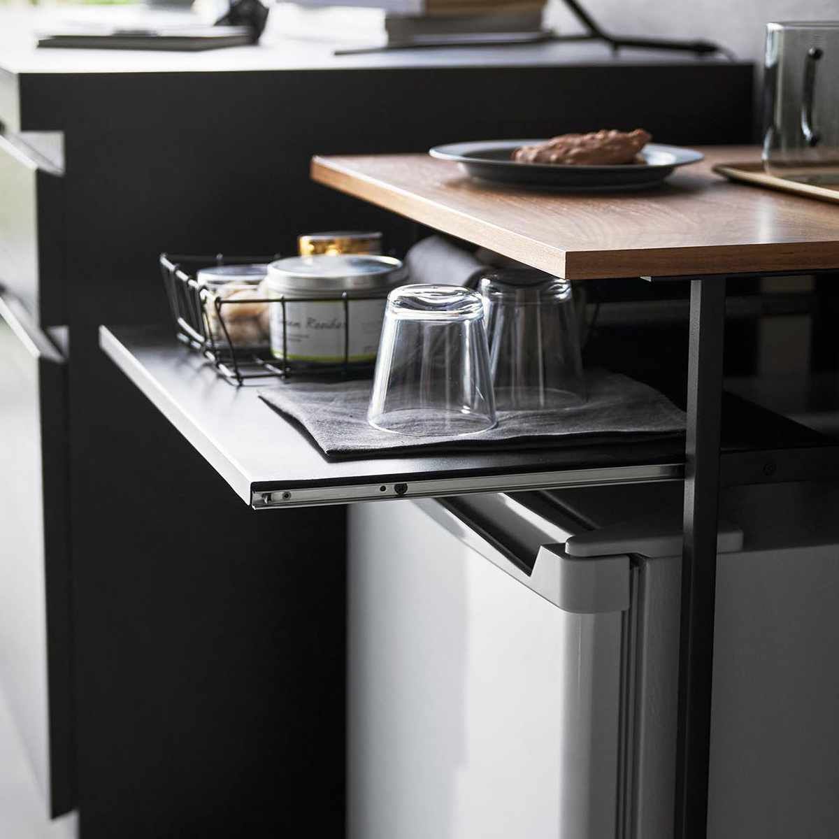 カウンター上収納ラック 約90cm幅 オーク 組立品 カウンター上収納