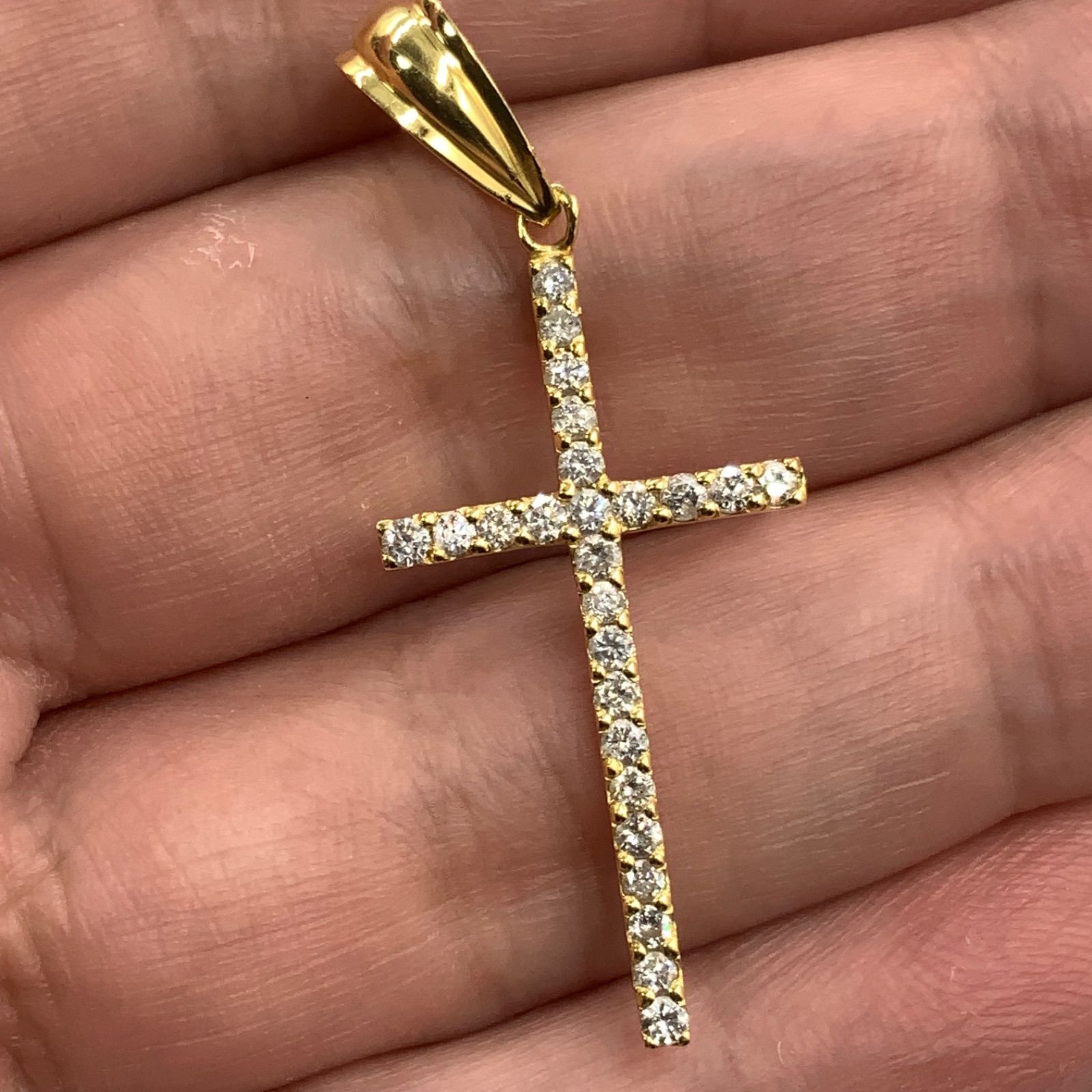 K18WG クロスダイヤトップ K18WG ダイヤモンドクロス ペンダントトップ 1.9g 1ct