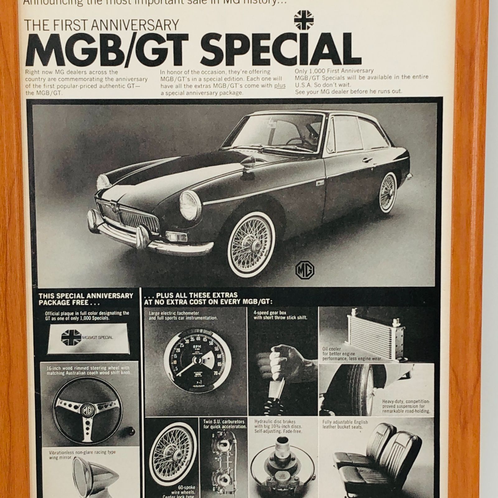 貴重な当時物 ビンテージ 広告 フレーム付 『 MG-B/GTSPECIAL 』 1960年代 オリジナル アメリカ 輸入雑貨 ヴィンテージ 海外雑誌  アドバタイジング レトロ ( AZ1423 ) - メルカリ