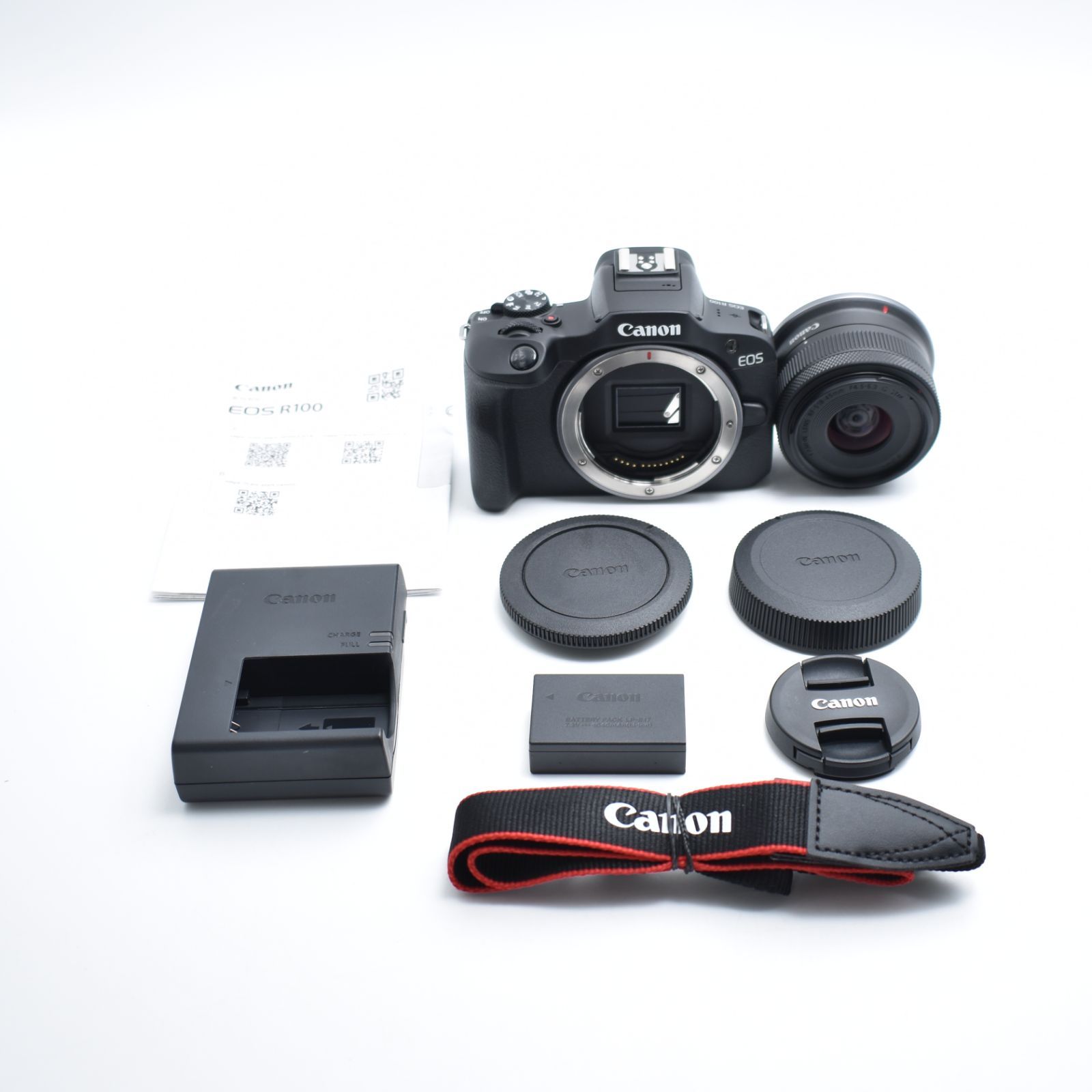 B 9693 Canon ミラーレス一眼カメラ EOS R100 標準ズームレンズキット RF-S18-45 ブラック|APS-C|約356g EOSR100-1845ISSTMLK