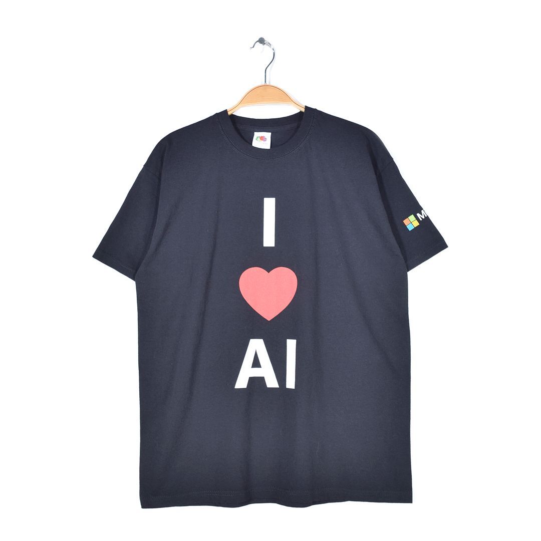 00s マイクロソフト I  AI Tシャツ 企業系 袖プリント 黒 ブラック MICROSOFT メンズM 古着 @BZ0340