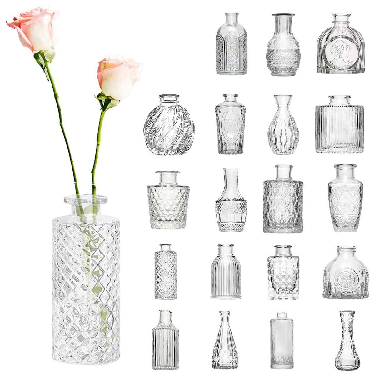 iikuru 花瓶 小さい 19個 セット フラワーベース ガラス おしゃれ 一輪挿し