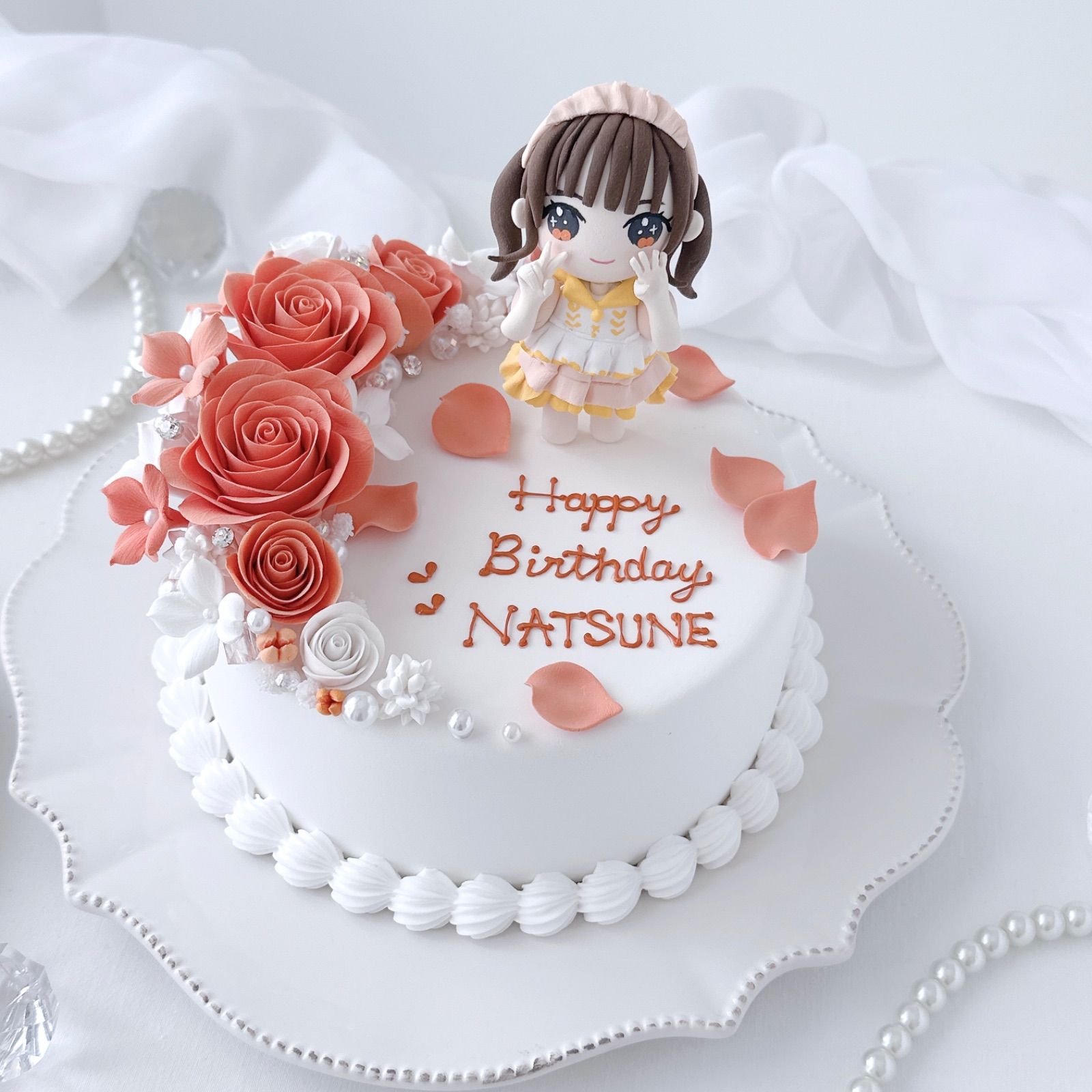 No.953オーダークレイケーキ No.254 プ***様専用オーダークレイケーキ クレイフラワーケーキ