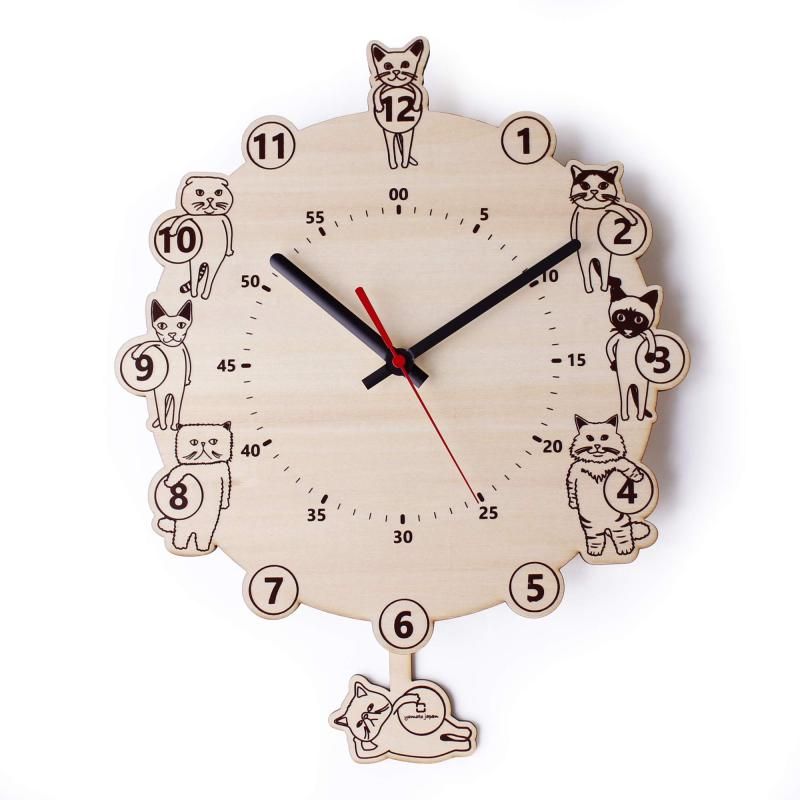 ヤマト工芸 CATS clock N サイズ 約W27.5 D4.5 H33.5 YK18-003