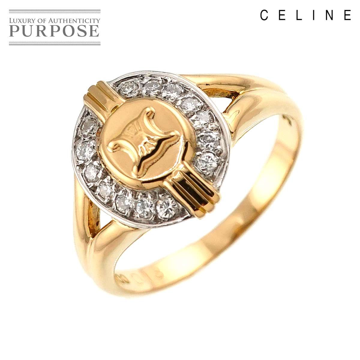 CELINE マカダム柄 指輪 セリーヌ CELINE Cマカダム柄 リング PSV刻印指輪10号レディース