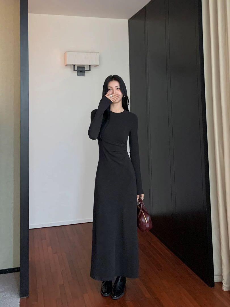 ♥ 上品可愛い 春の高見えニットロングワンピース