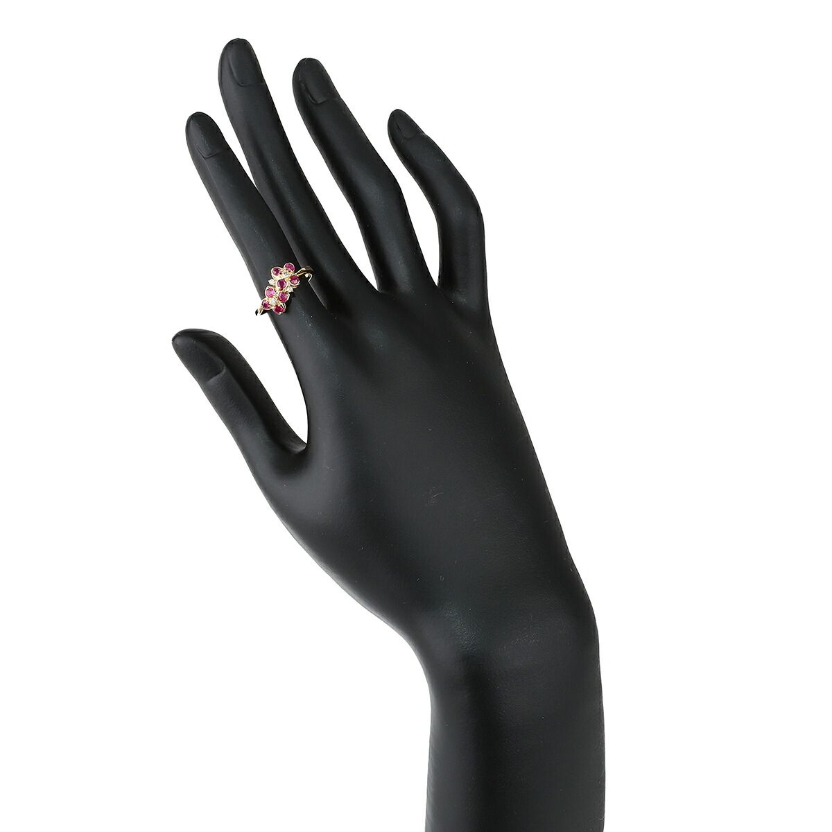 フラワーモチーフリング 指輪 ルビー 0.5ct ダイヤモンド K18 10号  