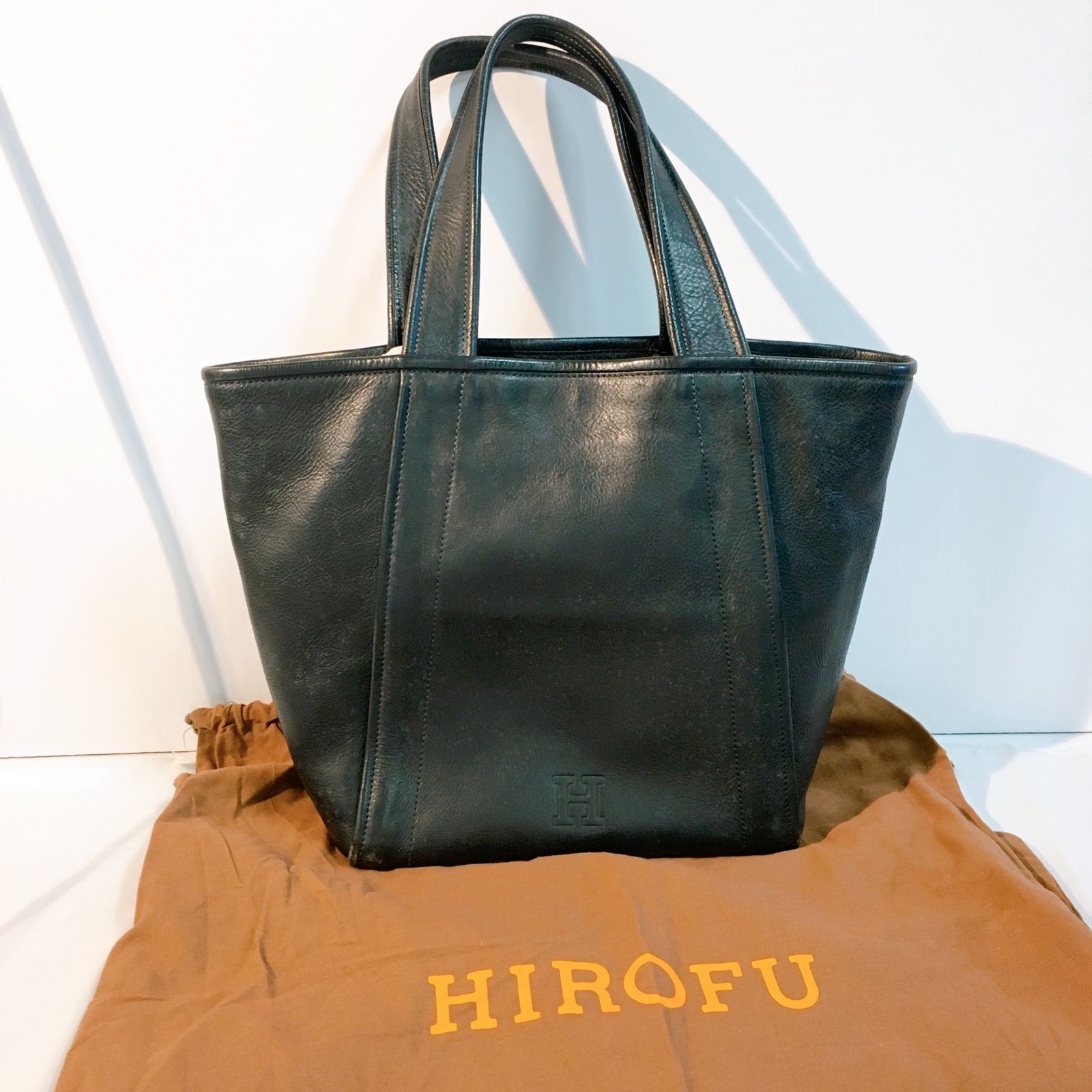 HIROFU ヒロフ トートバッグ バンドバッグ レザー ブラック 牛革