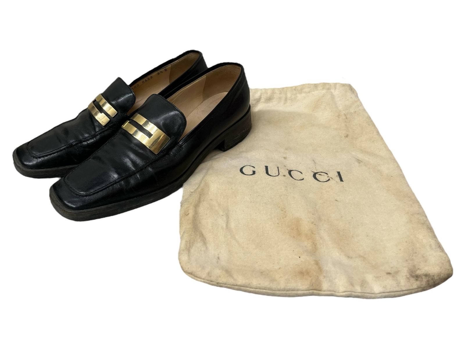 GUCCI (グッチ) ローファー パンプス スクエアトゥ Gロゴ ゴールド金具