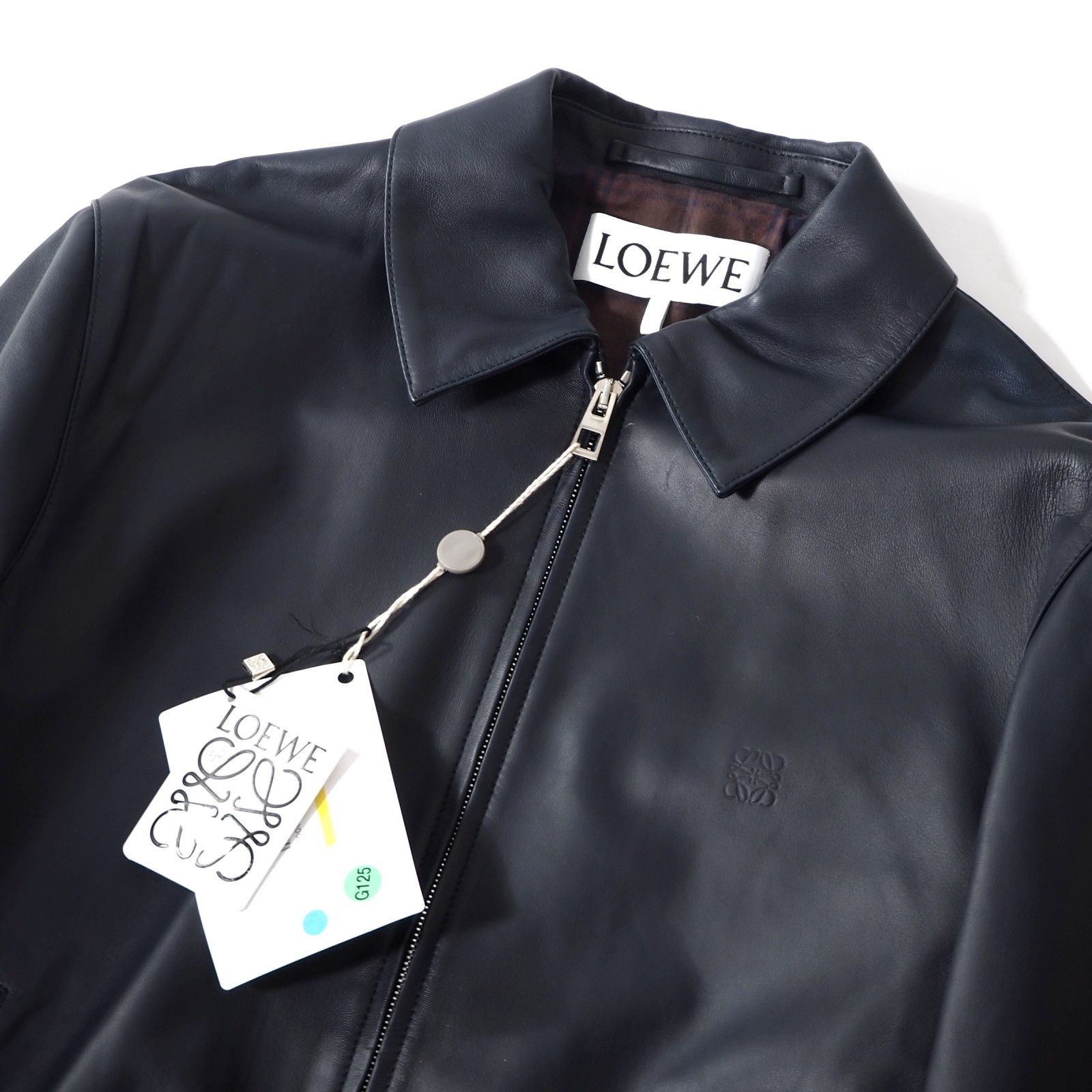 極美品 ロエベ LOEWE ラムスキン レザージャケット ジップアップ