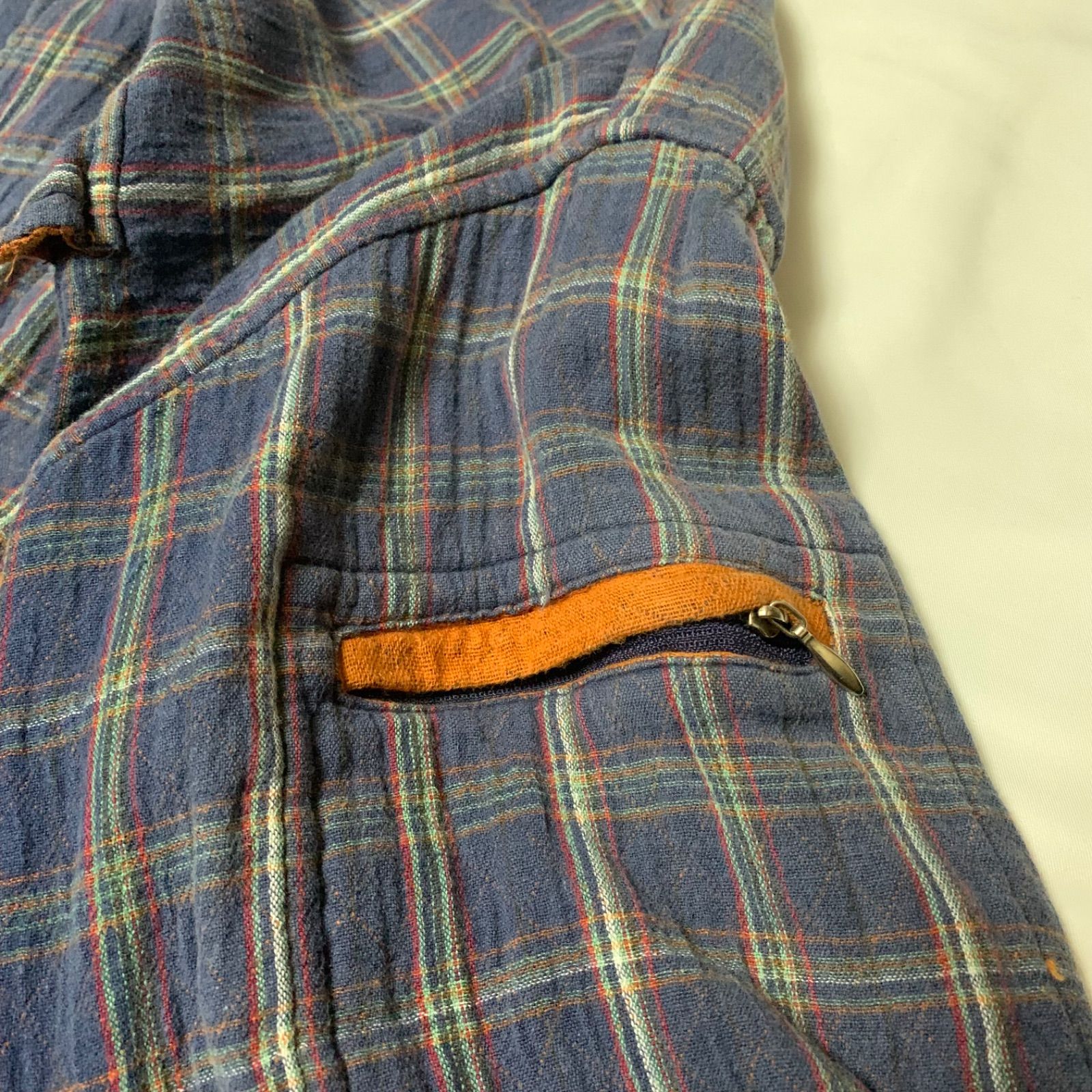 即決M 00s バンズ VANS チェック柄コットンシャツ OldSkate ワッペン USA VANS バンズ CHECK SHIRTS 長袖 チェックシャツ パープル