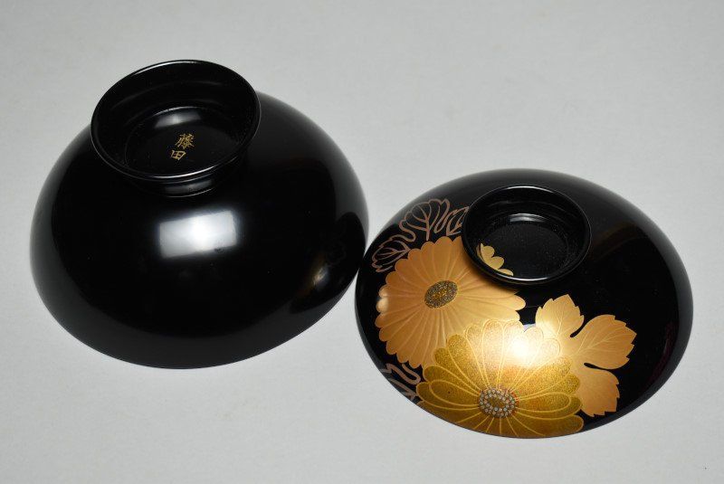 蔵A4137d 輪島塗 蒔絵菊花図 菓子椀 五客 WWW_IBETON_RU