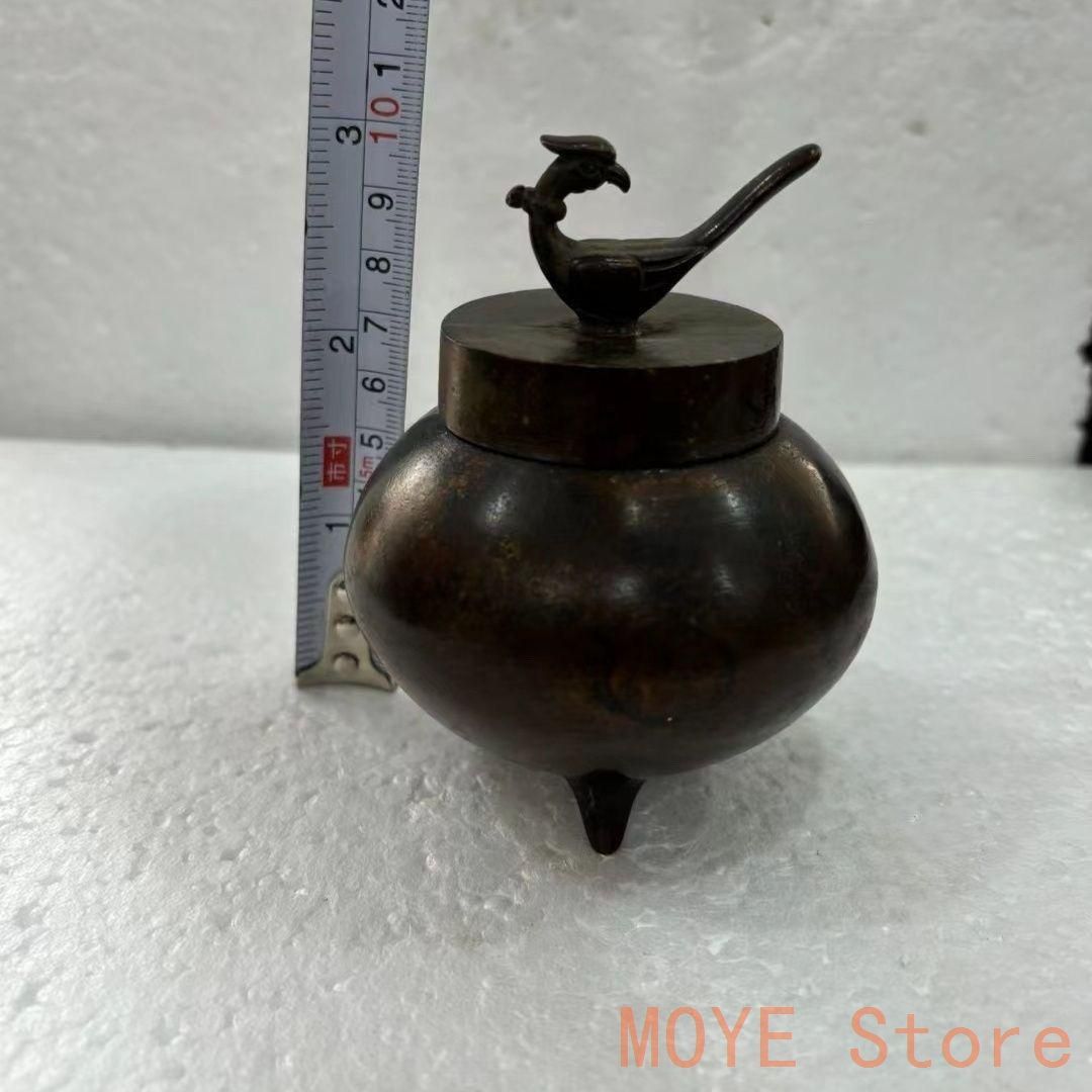 三本足  鳳蓋茶筒  茶道具  工芸品 美術品 置物 三本足 鳳蓋茶筒 茶道具 工芸品 美術品 置物