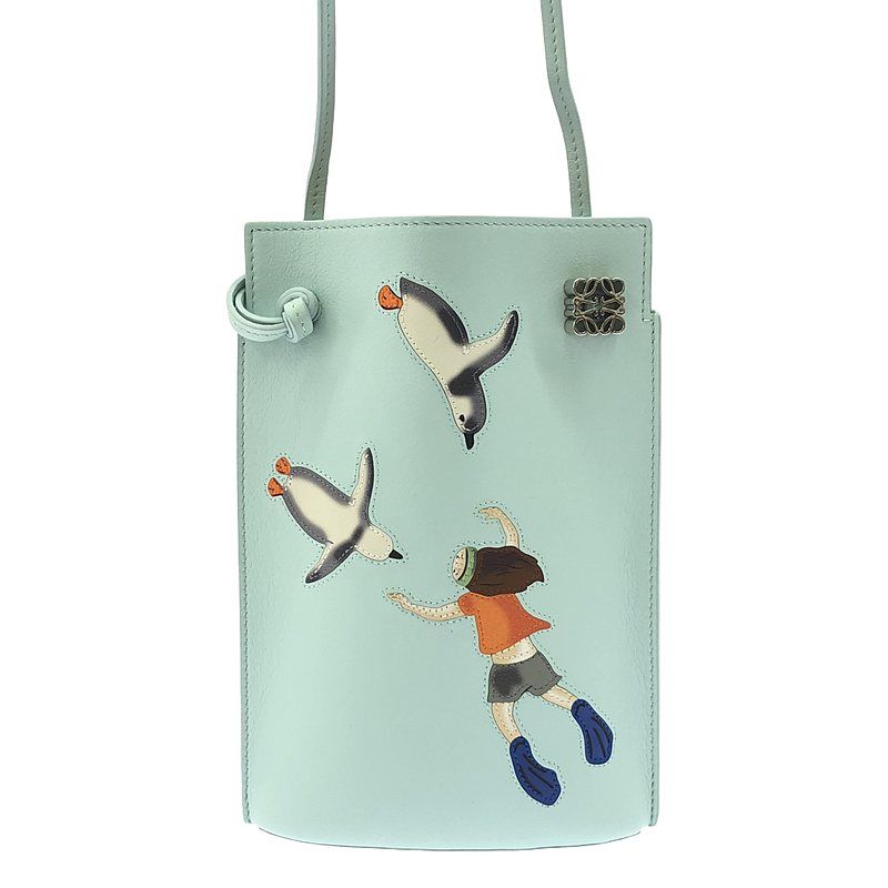 【美品】  LOEWE / ロエベ | Suna Fujita ペンギン ダイスポケット ショルダーバッグ / C643R12X08 | ブルー | レディース 美品】 LOEWE / ロエベ | Suna Fujita ペンギン ダイスポケット