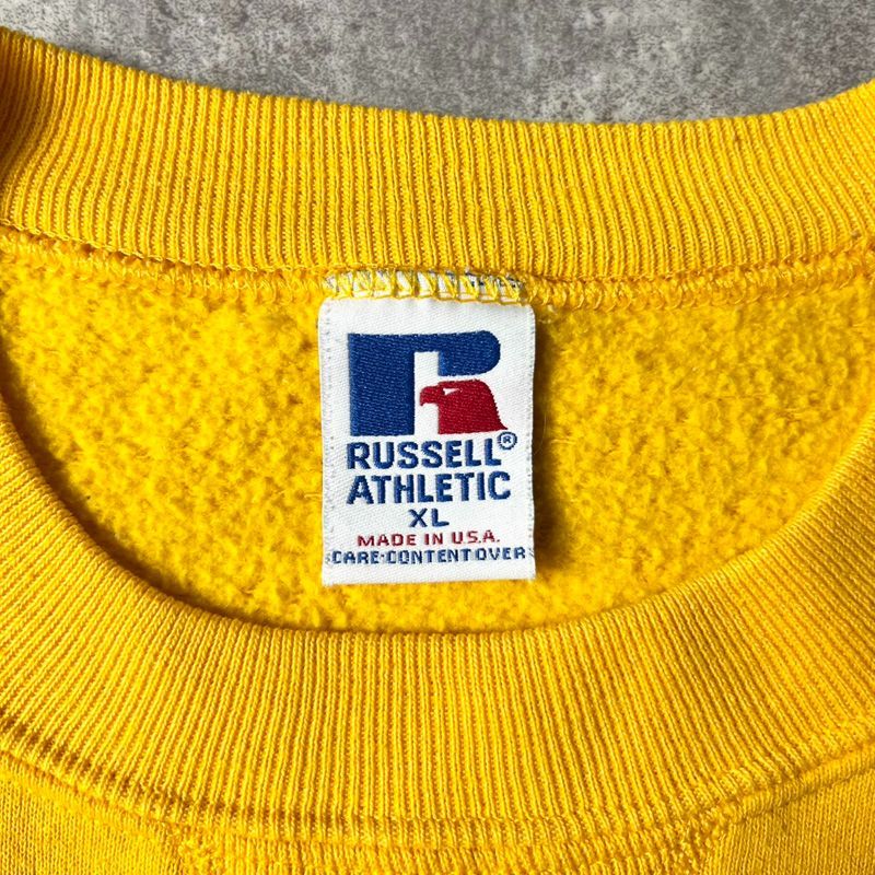 90s USA製 RUSSELL カレッジ プリント 前V スウェット
