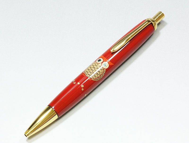 輪島塗 本うるし珠流筆（ボールペン）梟（赤） - メルカリ
