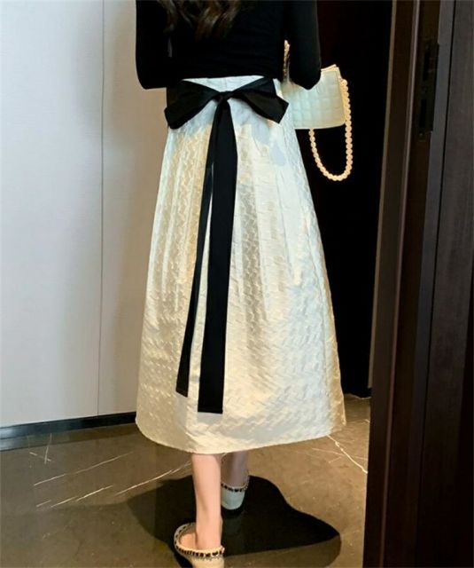 種類8：べージュ(スカート)/XL Aライン セット 蝶結び トップス アンブレラスカート (T)