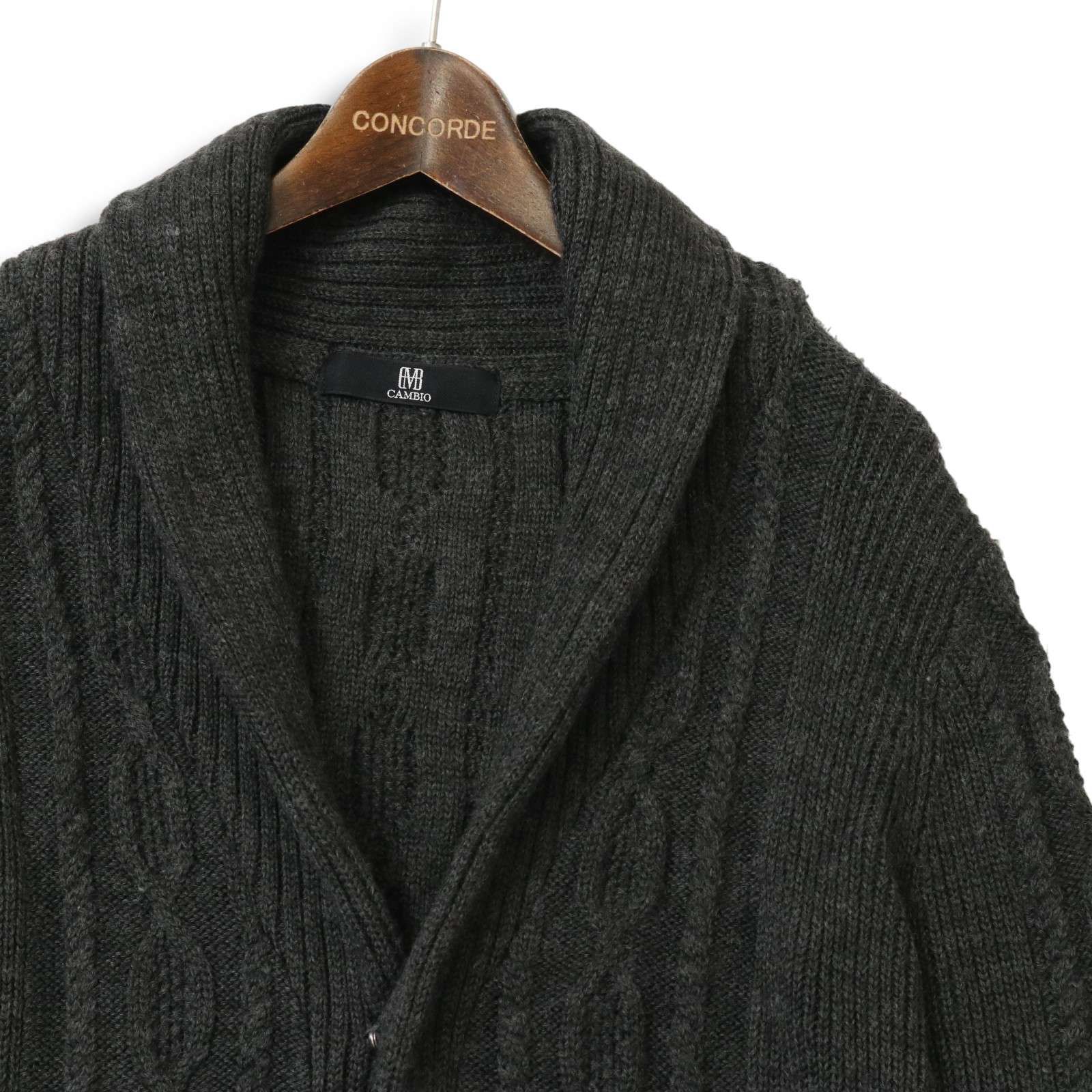 CAMBIO カンビオ 秋冬 ウール混☆ ショールカラー ロング カーディガン