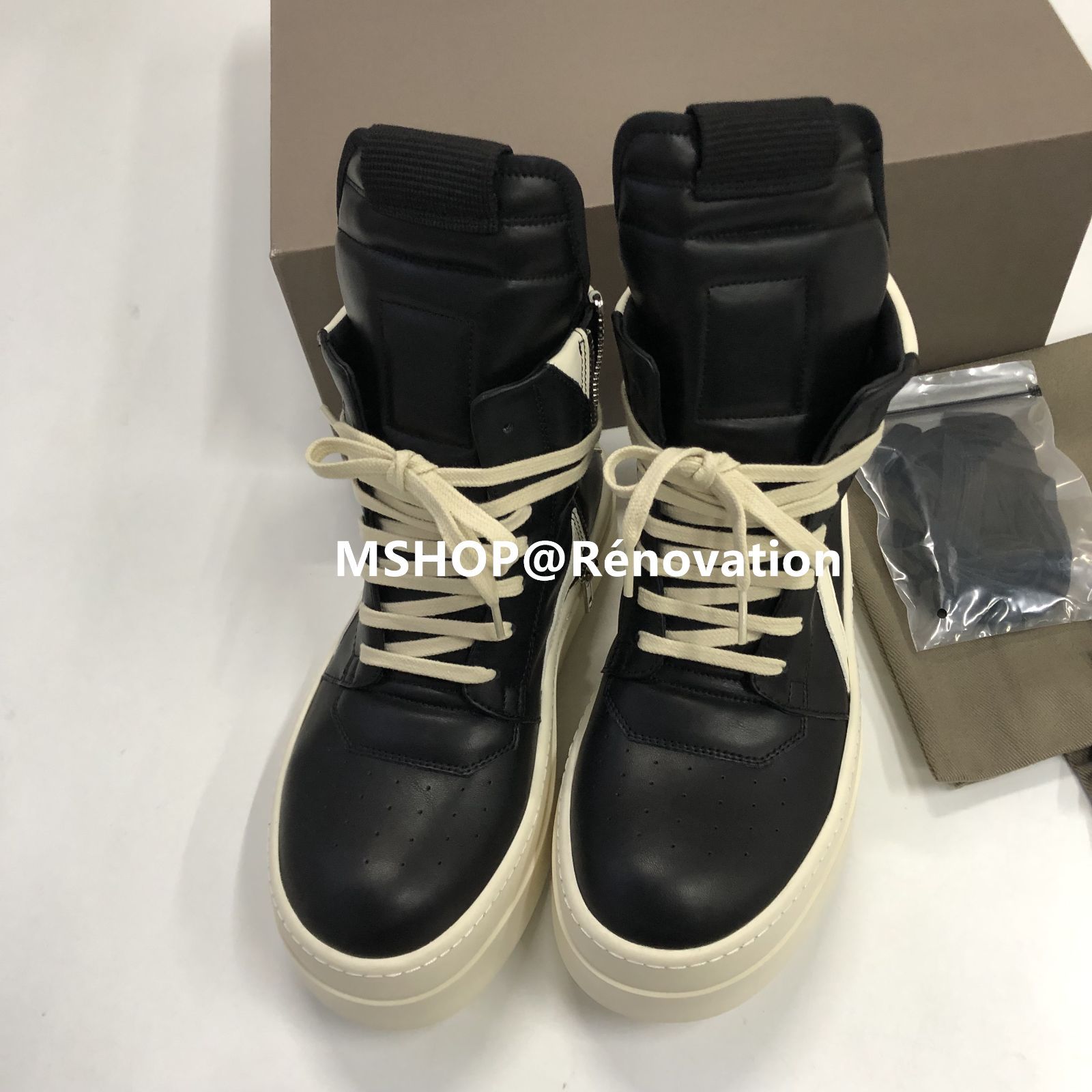 RICK OWENS Mega Bumper レザー ハイカットスニーカー