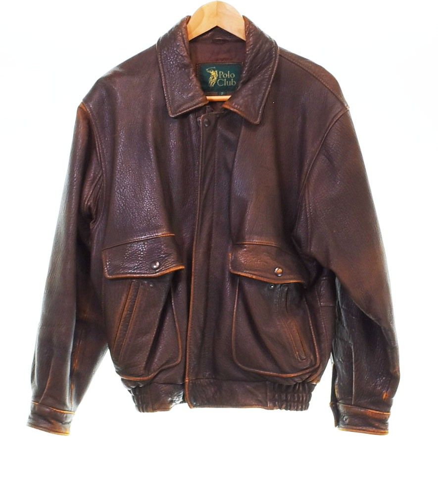 90'S Polo Club ボロクラブ レザー フライトジャケット M セール】【71
