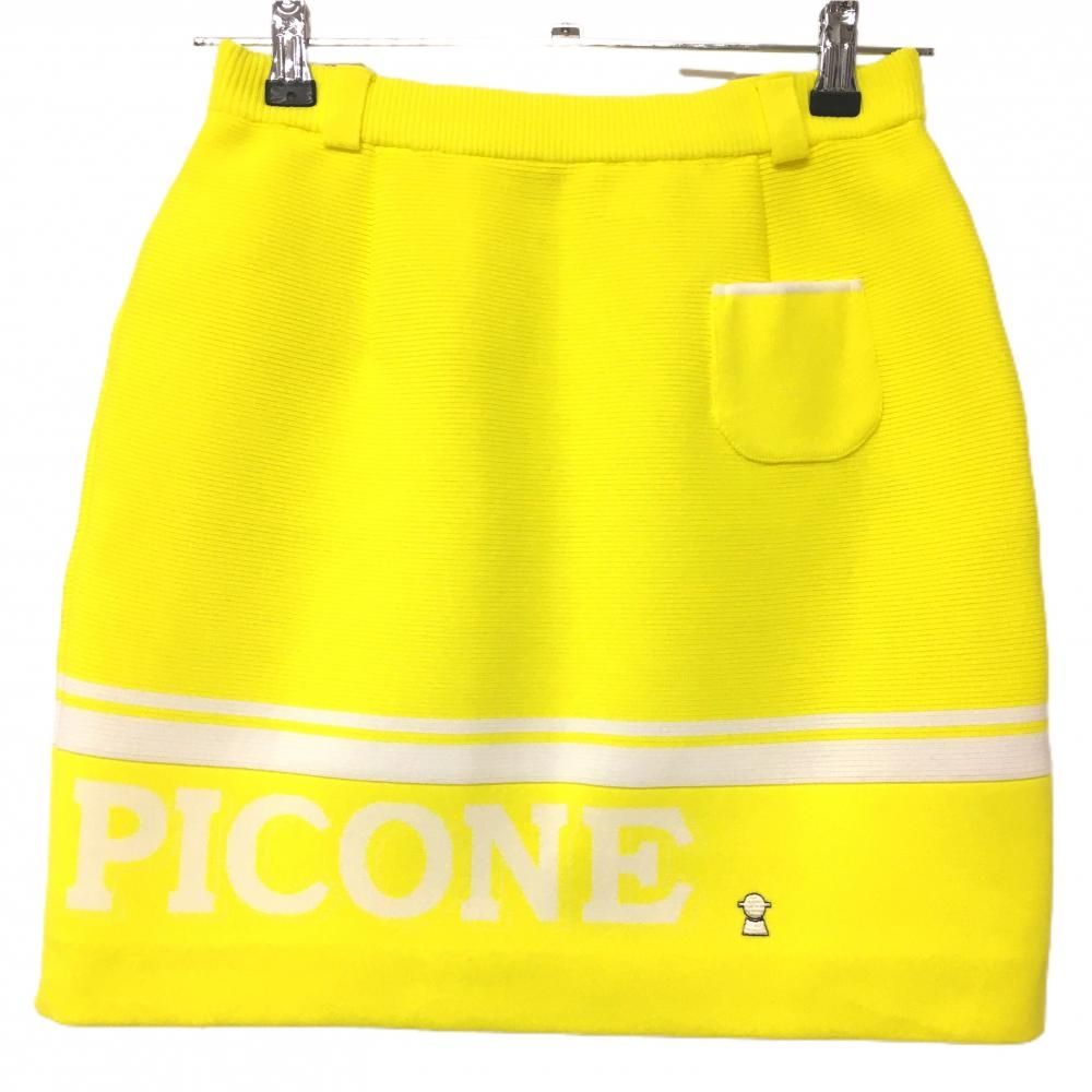 特価【新品】ピッコーネクラブ ニットスカート イエロー×白 ウエストゴム レディース 38(M) ゴルフウェア PICONE