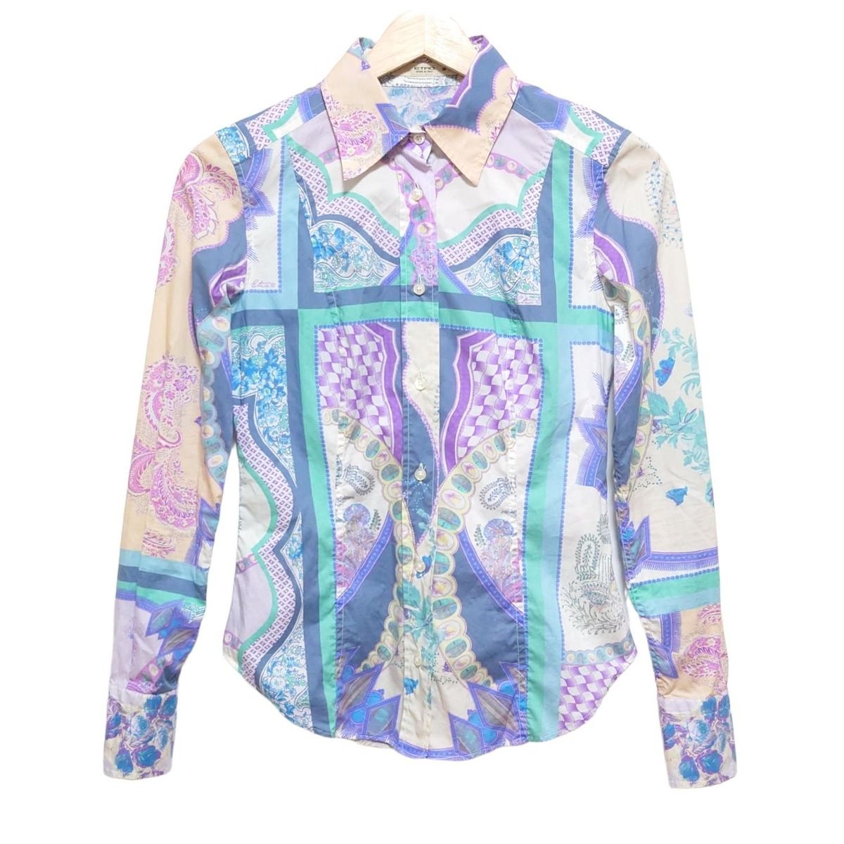 ETRO エトロ 長袖シャツブラウス サイズ38 S レディース - アイボリー×ブルーグレー×マルチ ペイズリー柄